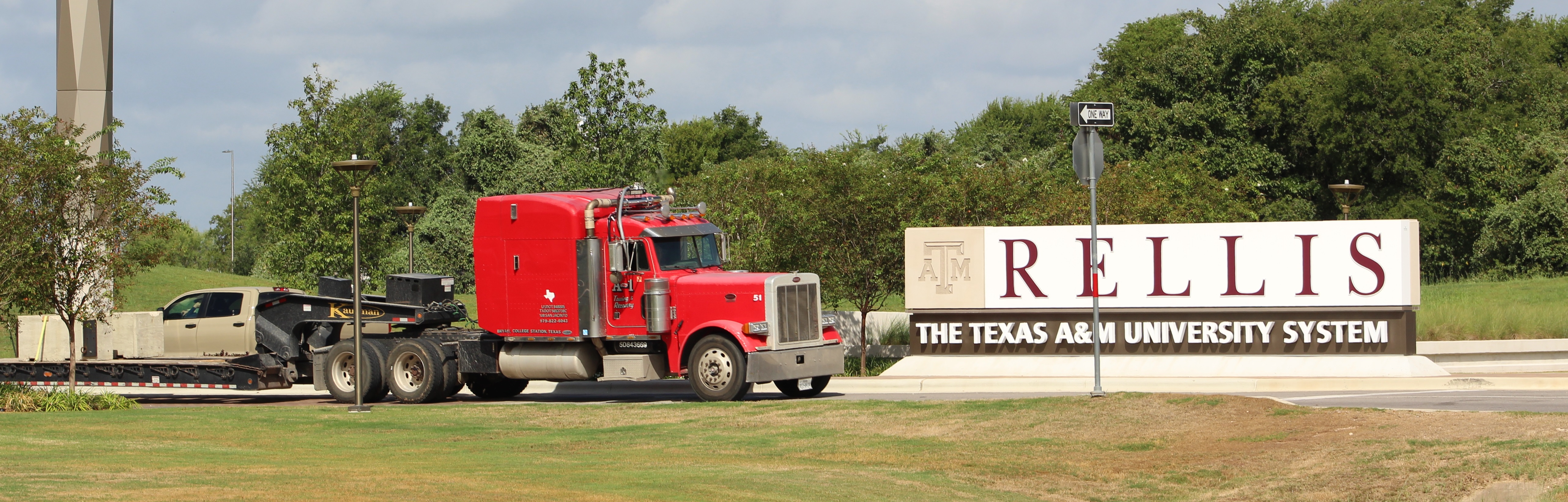 This is an image of a 18-wheeler truck at Rellis Texas A&M University.