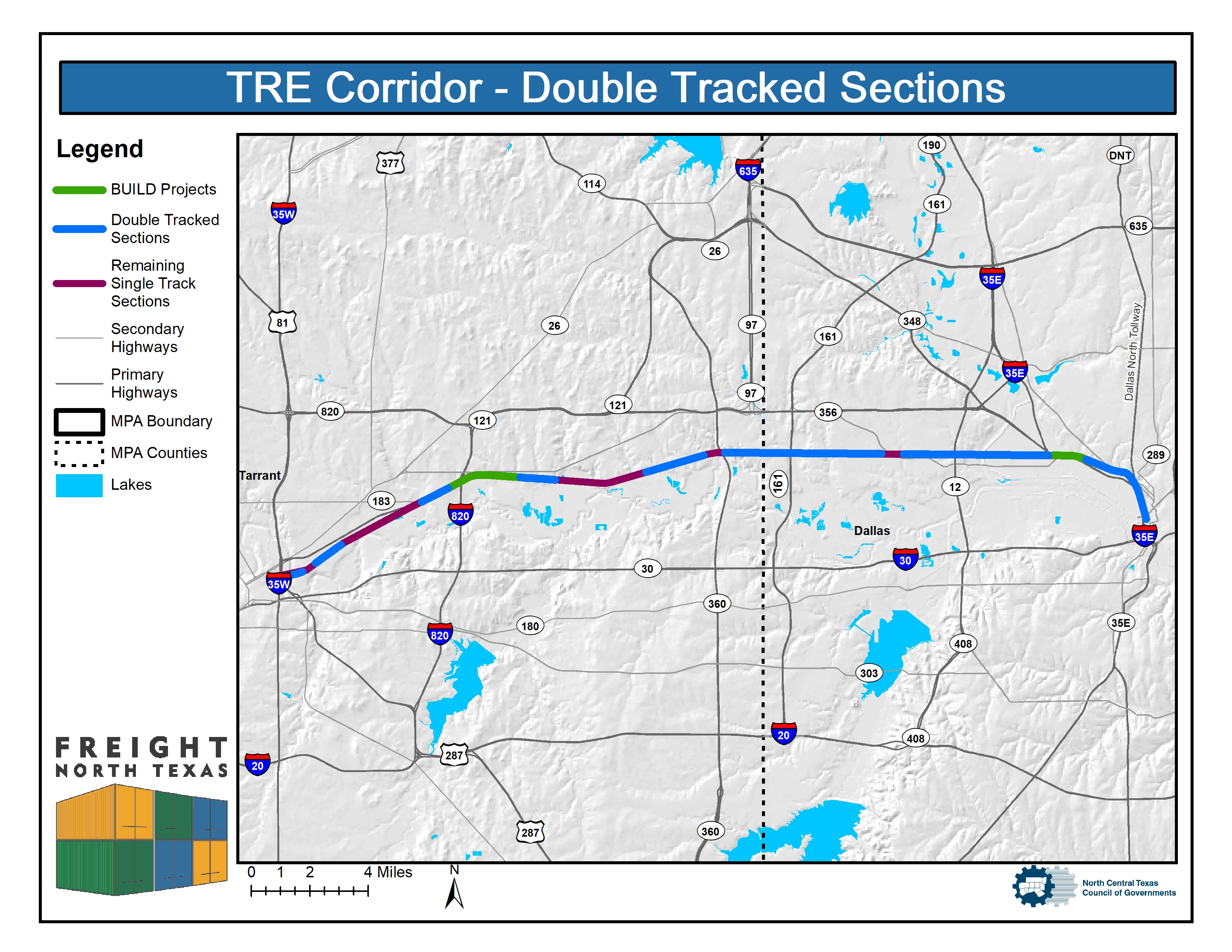 TRE Double Track Sections Map