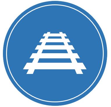 Railroad icon linking to transit planning activities, projects, and trends