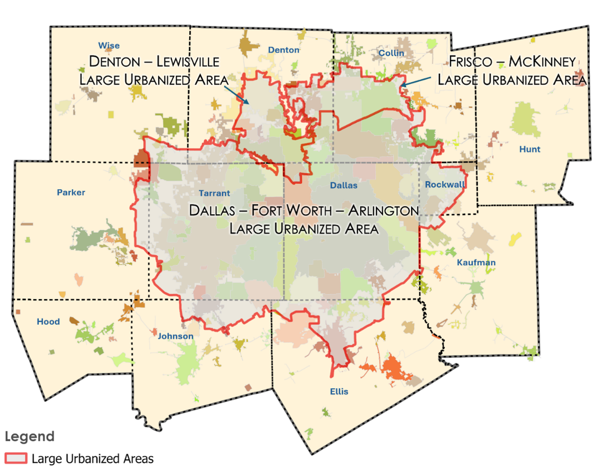 Large Urbanized Areas Map Large Urbanized Areas Map