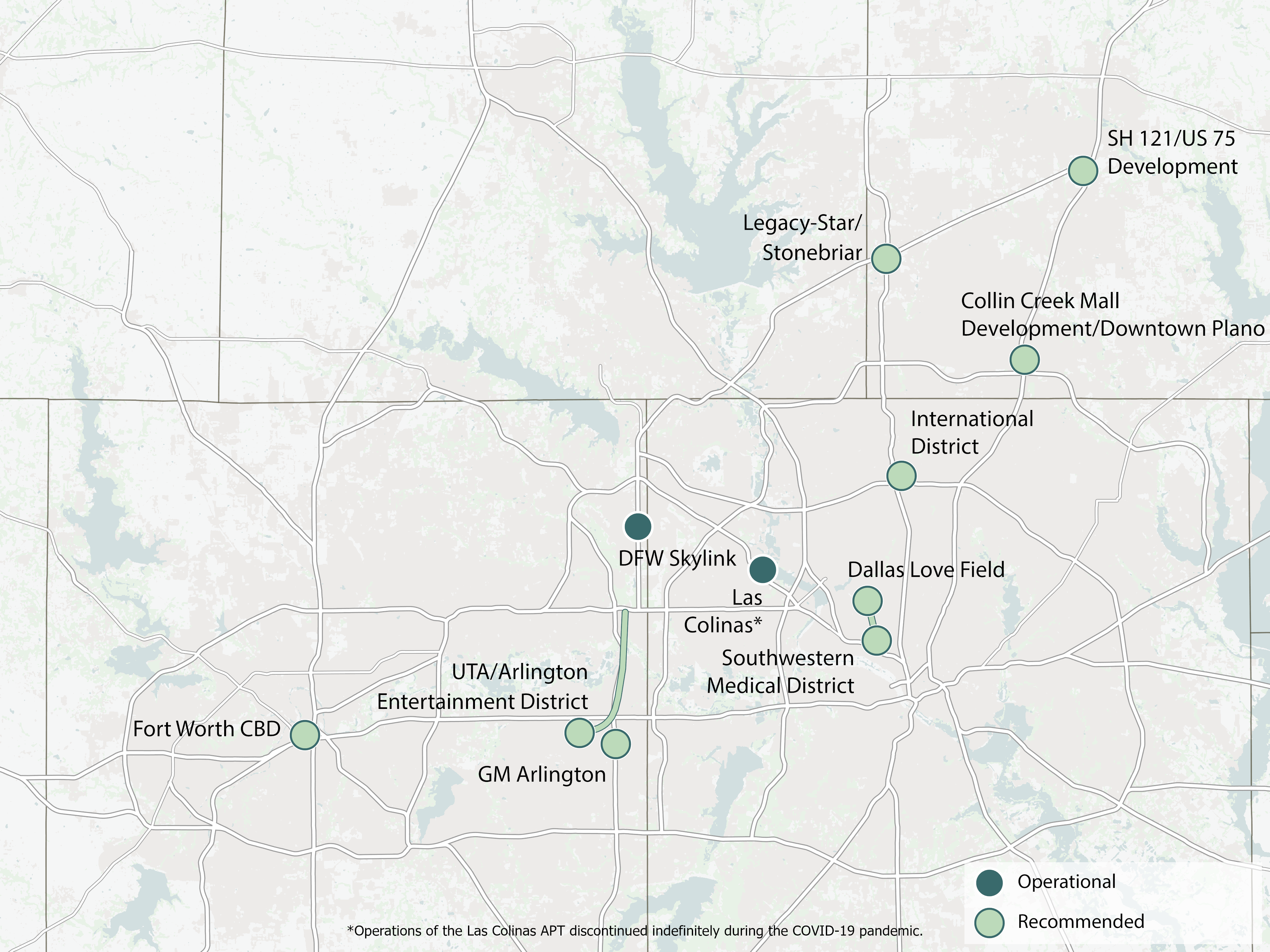 Map of recommended locations for ATS.