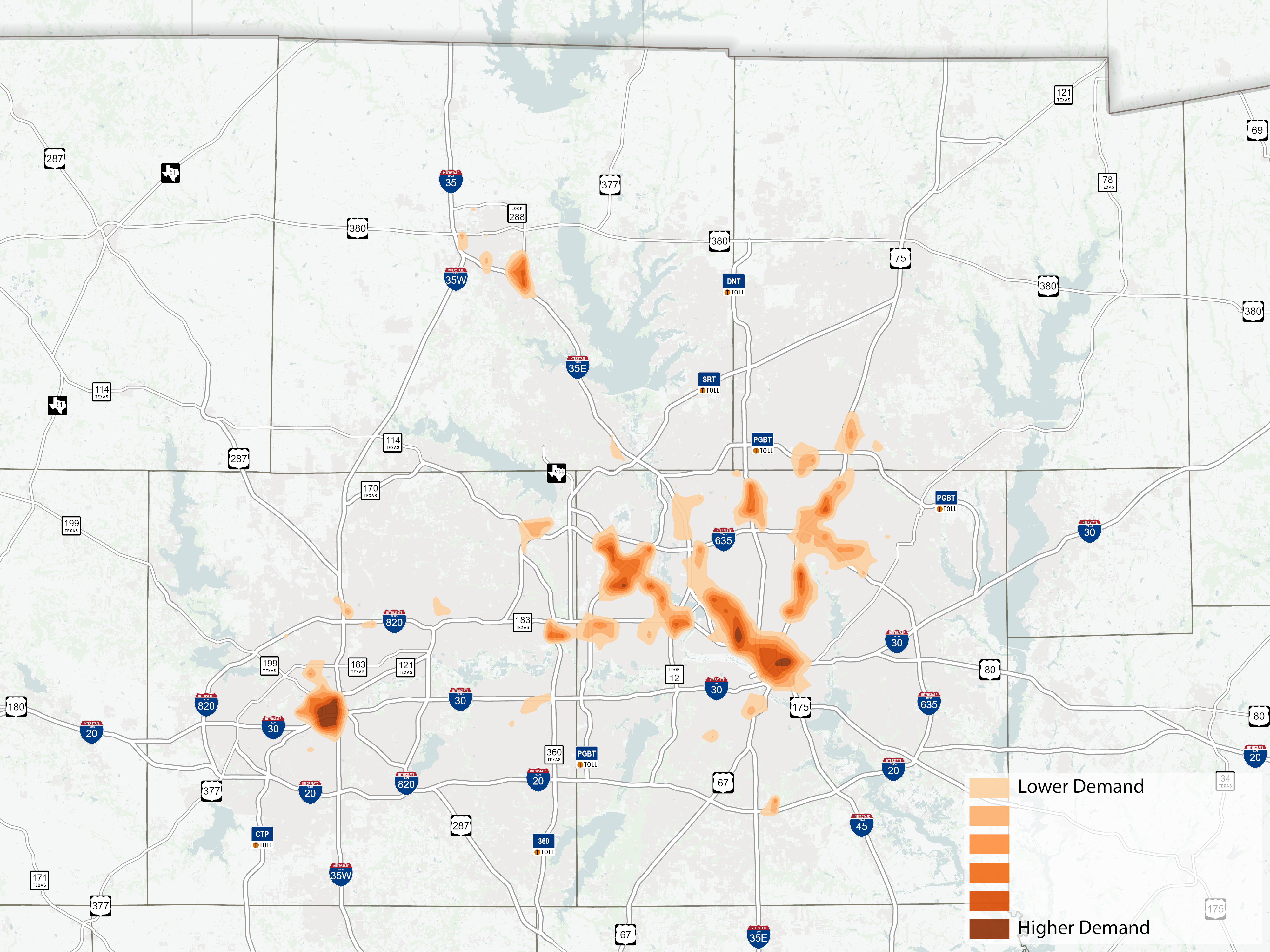 Map showing areas of higher projected demand for ATS solutions.