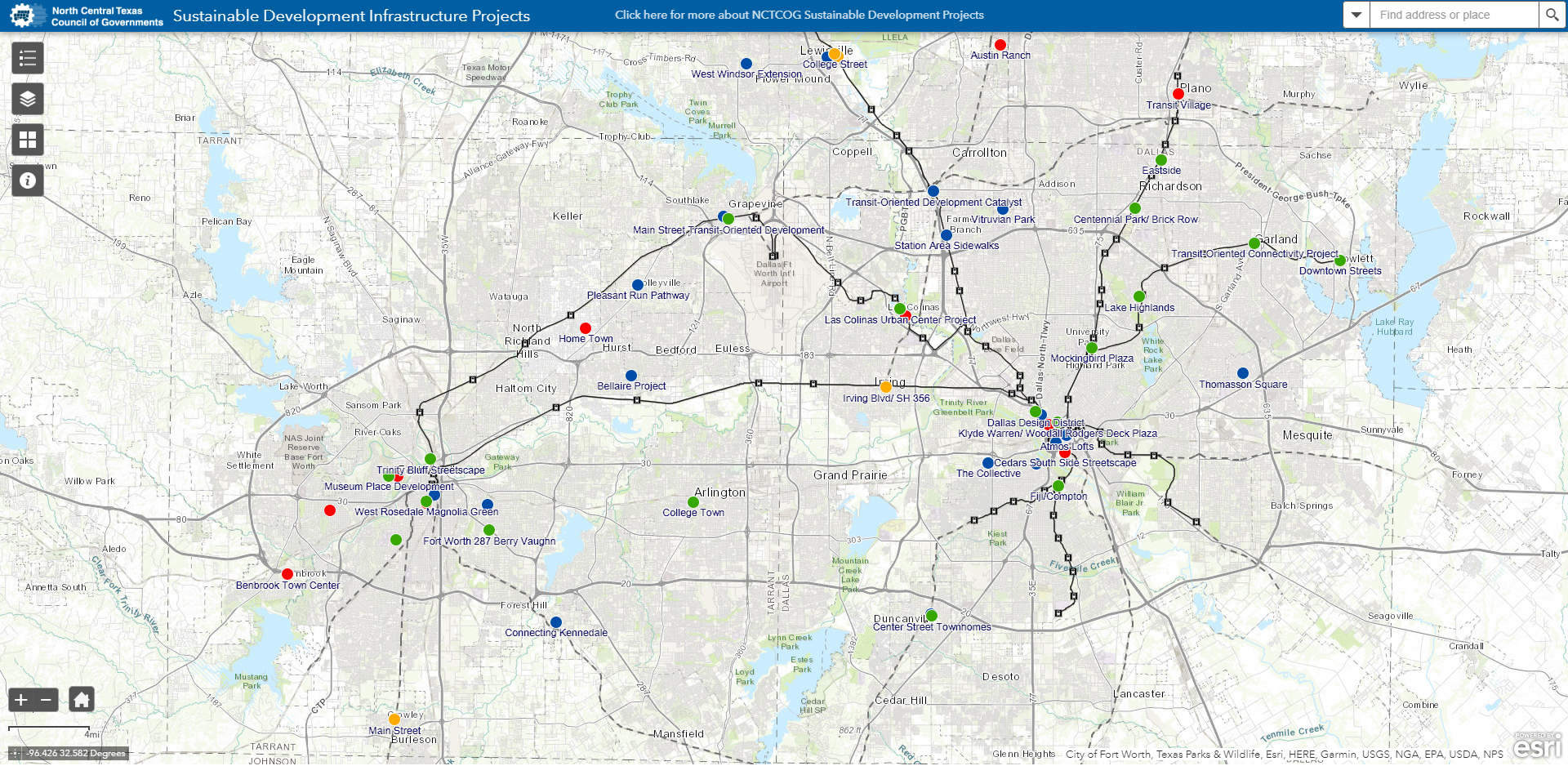 Map thumbnail of NCTCOG Sustainable Development Infrastructure Projects