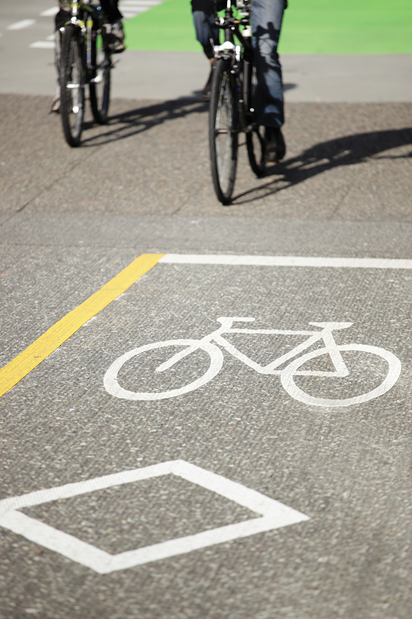 Two bicycles on the street