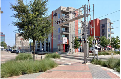 View of Mockingbird Plaza mixed-use station.