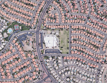 Google earth photo of disconnected street grid