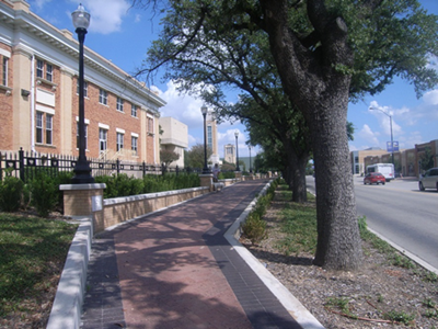 This is an image of a Texas Wesleyan University sidewalk