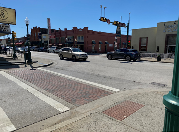 Cars crossing an intersection