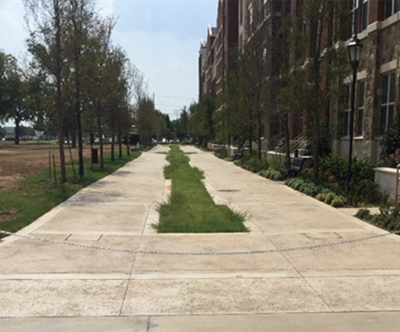 Image of the The Station Area Sidewalk in Farmers Branch, Texas