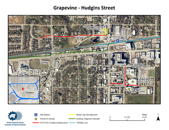 aerial graphic of Grapevine's Hudgins St. development