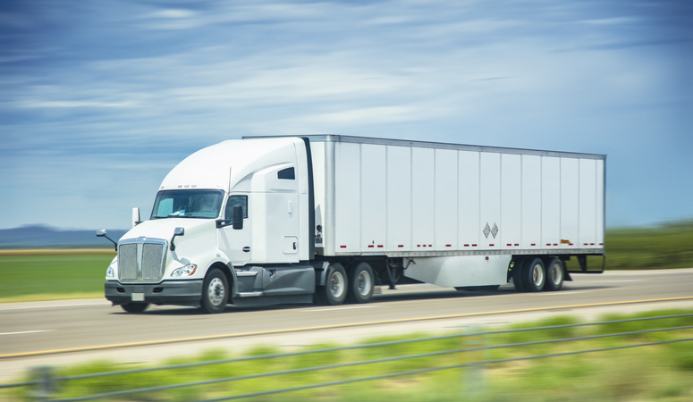 Truck driving on a highway