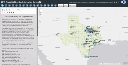 2017 Texas Building Code Adoption Survey Map