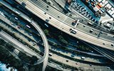 Sky view of highways and traffic