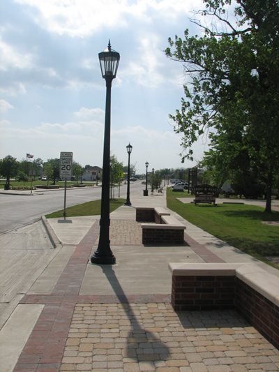 Image of side walk with lamp post in north texas