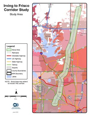 Map thumbnail of Irving to Frisco Corridor Study area