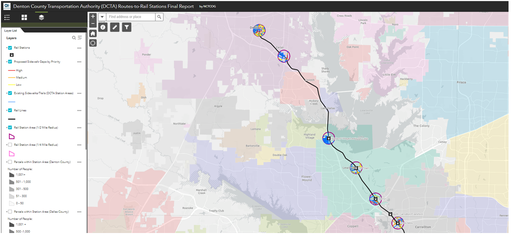 DCTA Routes to Rail map