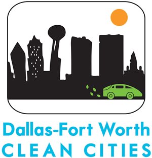 This is an image of a sketched silhouette of Dallas, Texas with a green car