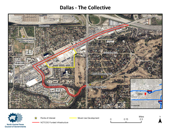 Aerial graphic of Dallas' The Collective development