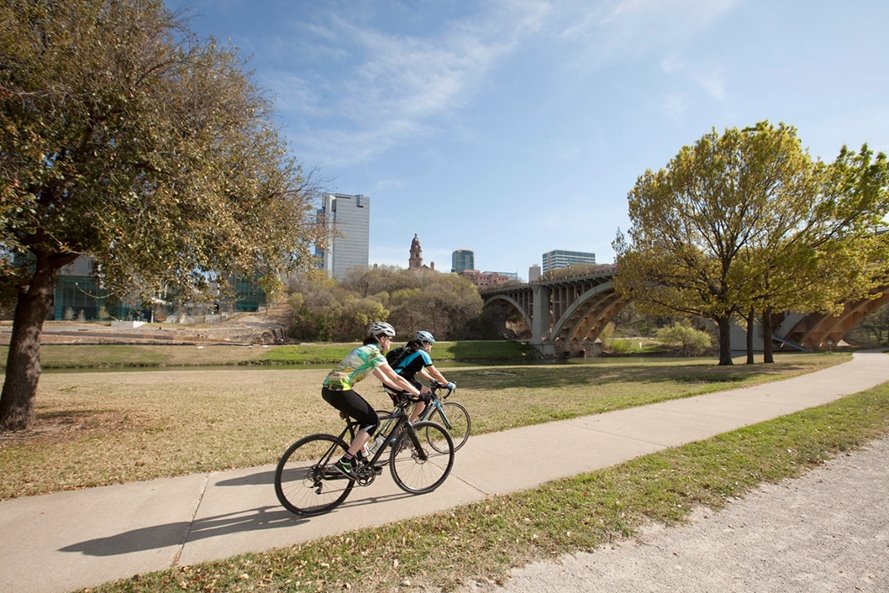 Riders on Trail on Bikes