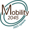Logo with circle of Mobility 2045 text with 2022 update.