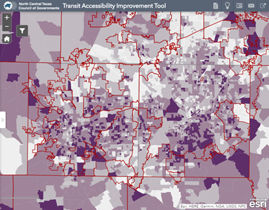 Thumbnail of the Transit Accessibility Improvement Tool linked to include a 2021 updates on transit services areas.