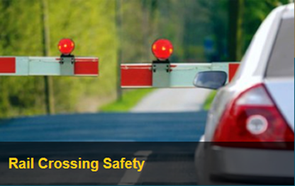 Rail Crossing Safety Image of a Car at Rail Crossing Bar
