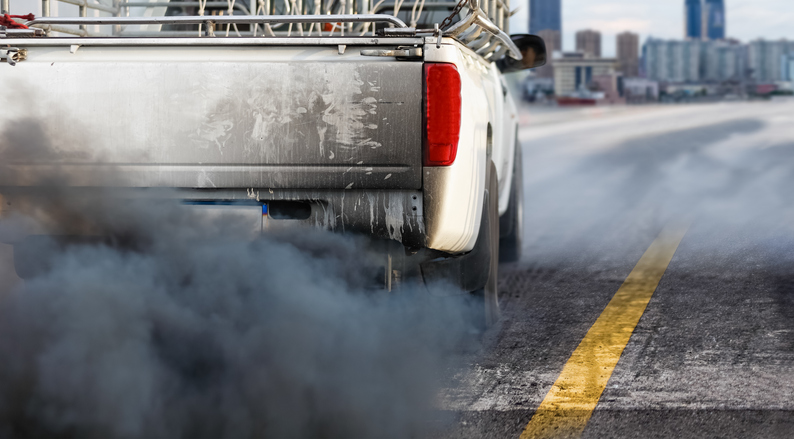 Dirty truck with bad exhaust