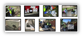 A collage of efforts with Burney Lane Reconstruction in Southlake, Texas to include water testing and monitoring.