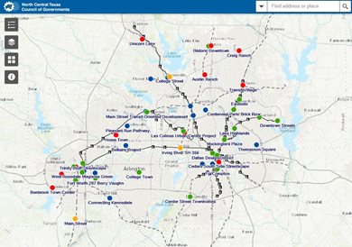 Preview of current NCTCOG Header Controller Sustainable Development Infrastructure Projects in the DFW area.