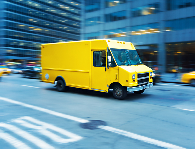 image of yellow step van