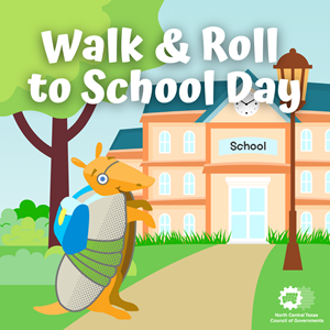armadillo walking to school